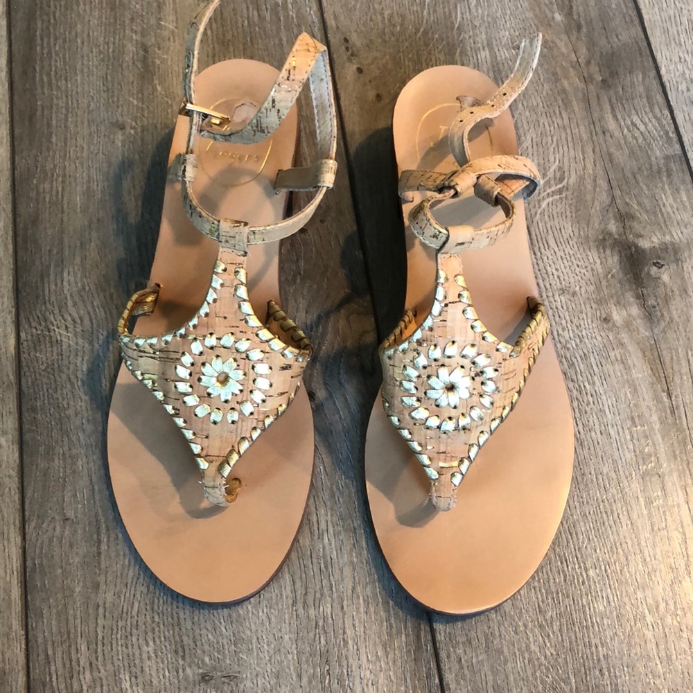 Jack Rogers, ankle Gold and natural sandal